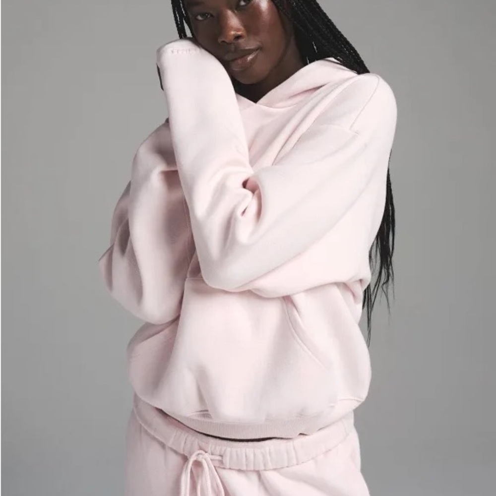 NWT SKIMS Fleece Cotton Classic Hoodie - Barely Pink - SIZE L - Sold out online